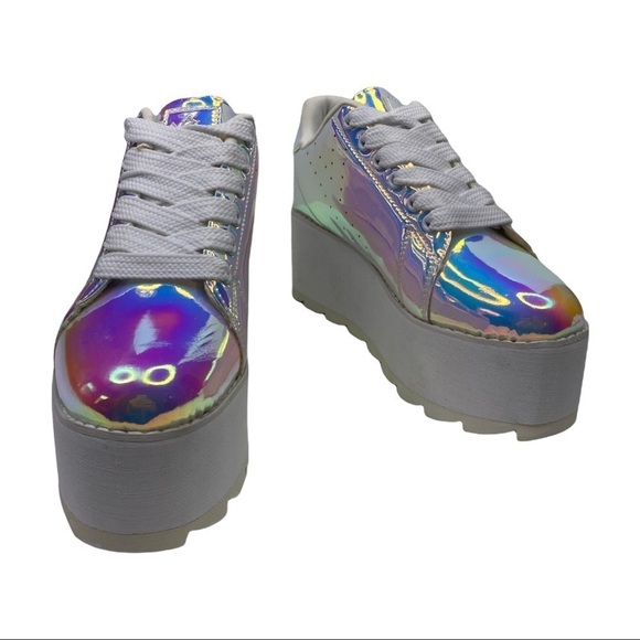 Y.R.U. Nightcall Hologram Iridescent Platform Sneaker Shoes Sz: 7 - Picture 11 of 12